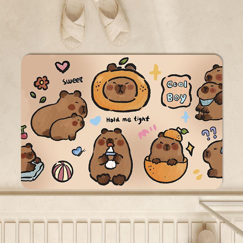 Капибара капибара ванная комната впитывающий коврик для пола, диатомовая грязь противоскользящий коврик для пола у входной двери в туалет, коврик для пола у двери в туалет