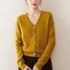 Осенний новый воротник вязаный маленький кардиган женский свитер высококлассный толстый вязаный свитер-жакет