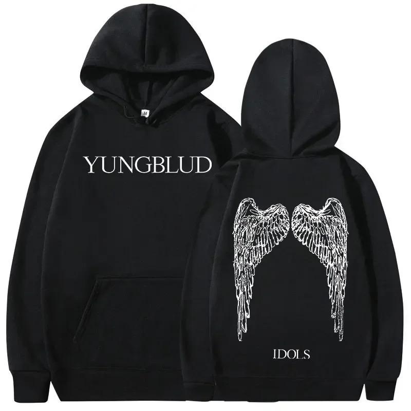 Yungblud IDOLS Крылья Альбом Тур Принт Худи Унисекс Ретро Мода Свободный Хип-Хоп Уличная Одежда Толстовка с Капюшоном для Мужчин Женщин