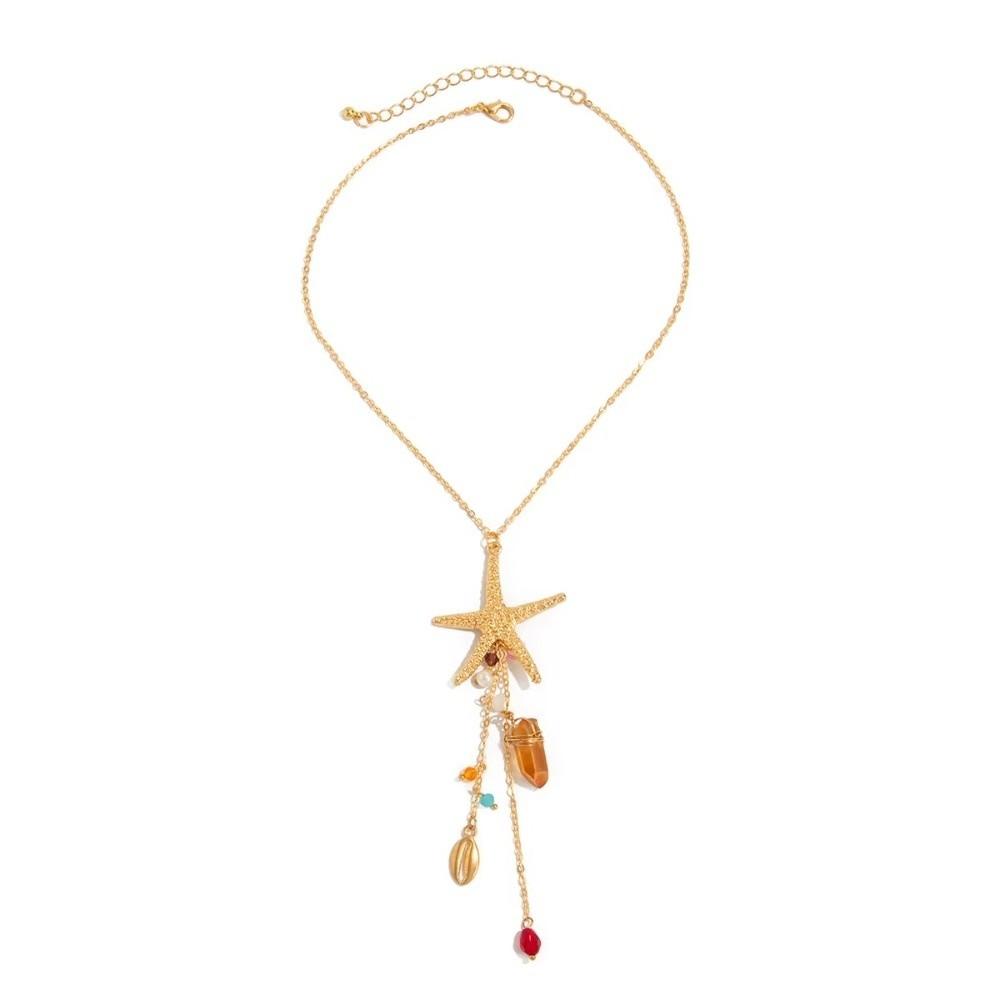 Crystal Pendant Starfish Shell Earrings Long Tassel Sea Series Necklace Women
