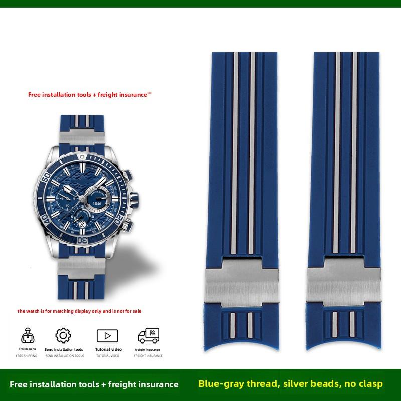 22 мм изогнутый силиконовый ремешок для Ulysse Nardin Athens Diving Watch Navigation 1502 мужской спортивный резиновый ремешок браслет аксессуары