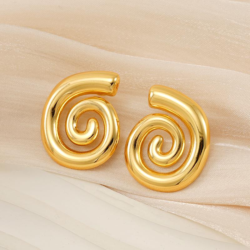 Минималистичные металлические серьги-спирали: Уникальный европейский и американский дизайн, женский нишевый стиль, передовые темпераментные серьги-пусеты.