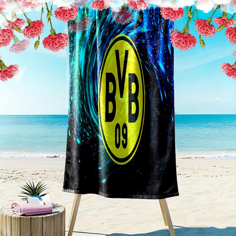 Vibrant BVB Logo Dynamic Background beach towel Outdoor camping Beach towel for vacation photos quickdrying swim towel swim seaside beach Comfort