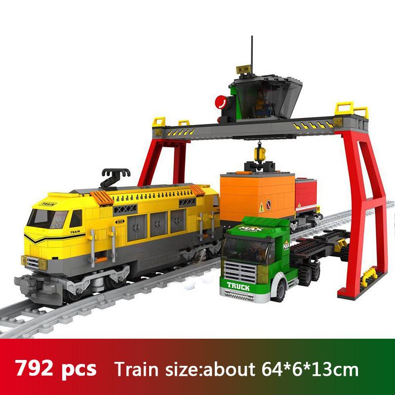 Ausini City Train Model Building Blocks Wagon Cargo Carriage Passenger Train Station Rail Tracks Locomotive Construction Toys