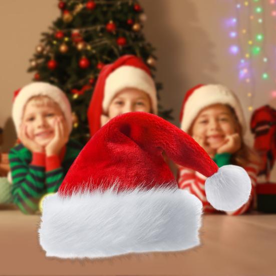 Унисекс Рождественская шапка Санты, очень большая и толстая новогодняя шапочка для вечеринки, контрастный цвет, эластичный толстый плюшевый декор, Санта-Клаус, косплей, взрослый праздничный головной убор