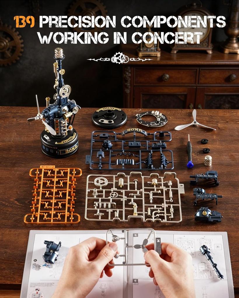 ROKR Industrial City Series 3D Puzzle Beacon Tower Model Building Kit with LED Light for Desktop Decor 139 Pcs Educational Toy Gift for Men Teens