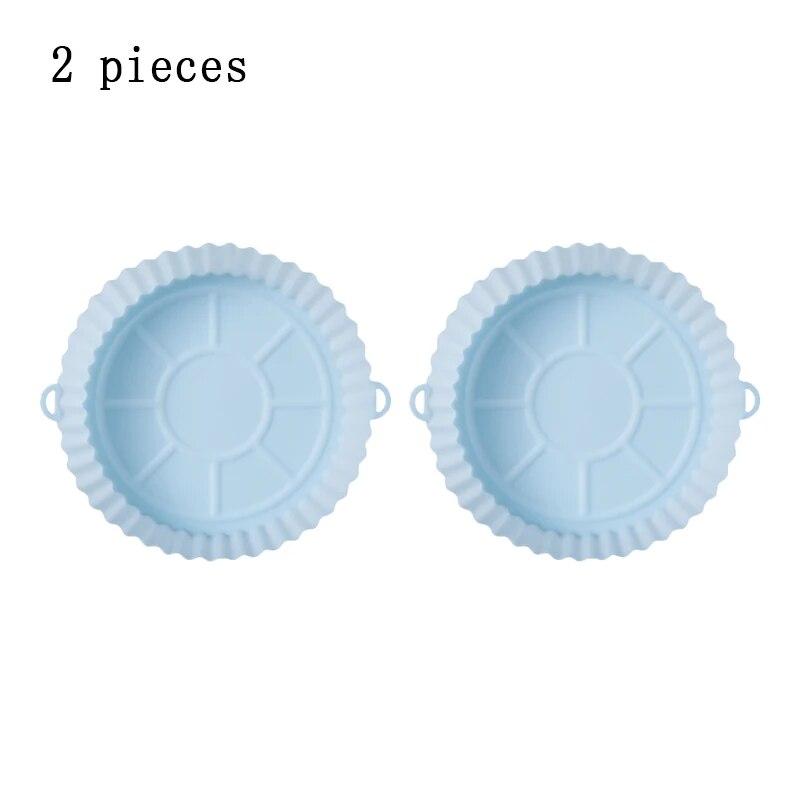2 PCs Reusable Air Fryer Silicone Tray For Easy Cleaning Suitable For Round Pizza Grill Pan Mats Air Fryer Baking Accessories