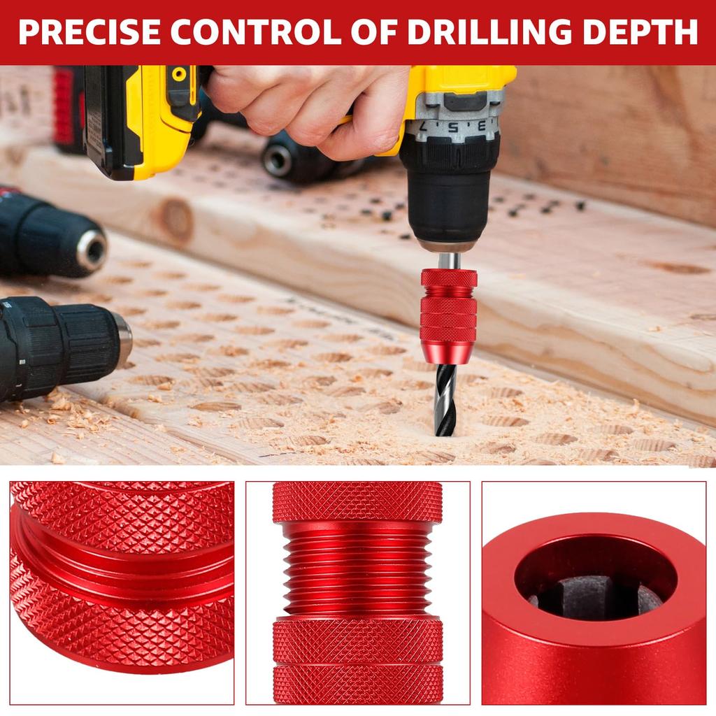 Adjustable Drill Bit Stop Collar Woodworking Positioning Clamp Aluminum Alloy Depth Stop Ring Fixing Tool