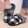 Fashion Fashion Winter Toe Wrap Pluffy Plaid Cotton Slippers Couple Soft Sole Slides Men Women Indoor Floor Flat Home Non-Slip Shoes