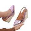 Мода Весна Лето 2025 Высокие Каблуки Женские Туфли для Вечеринки Бренд Современные Женские Танкетки 10 см Туфли-лодочки Черные Фиолетовые Большой Размер 42 D298