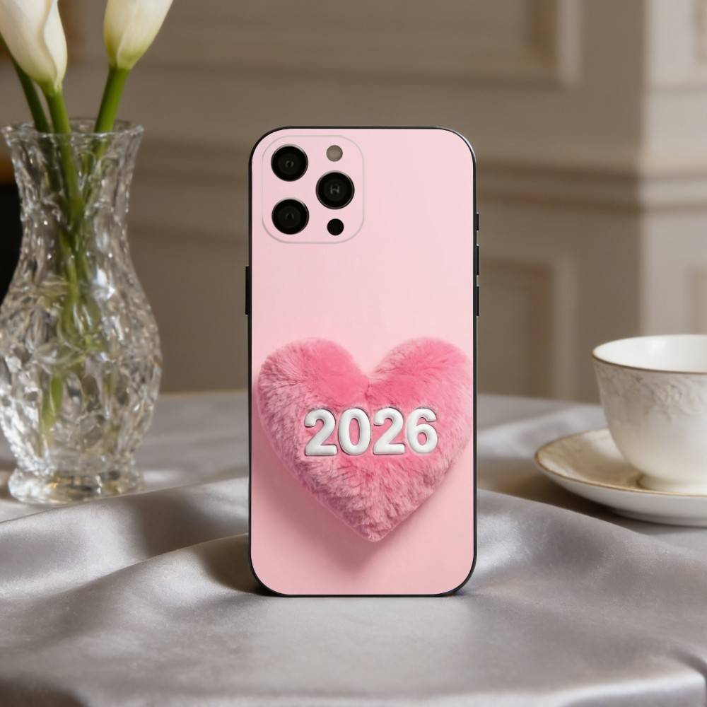 2026 New Year's Art Phone Case For iPhone 17,16,15,14,13,12,11 Plus,Pro Max,XS,Soft Silicone Black Cover