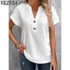 Women's Fashion Casual Summer Spring Solid Color Print Short Sleeve V-Neck Blouses & Shirts