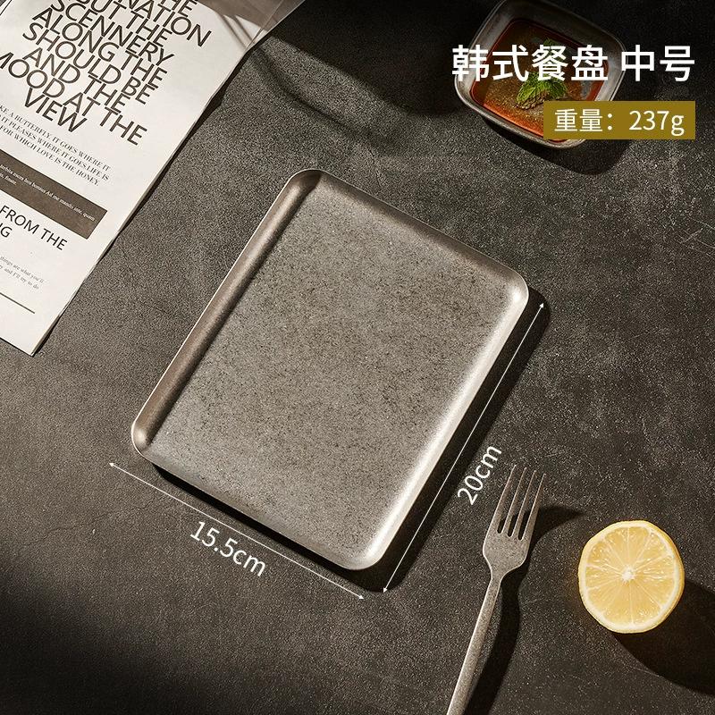 Stainless Steel Vintage Snowflake Silver Square Tray Bread Barbecue Steak Plate Dinner Plate Dessert Dinnerware Decorative Tray