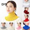 Women Fake Scarf High Collar Ribbed Texture Ruffle Trim Solid Color Knitting Collar Autumn Winter Thickened Warm False Collar