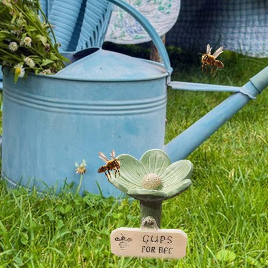 Безопасная мелкая миска для питья, безопасная для пчел, в форме цветка, керамическая поилка для пчел, легкая чистка, декор для сада на открытом воздухе