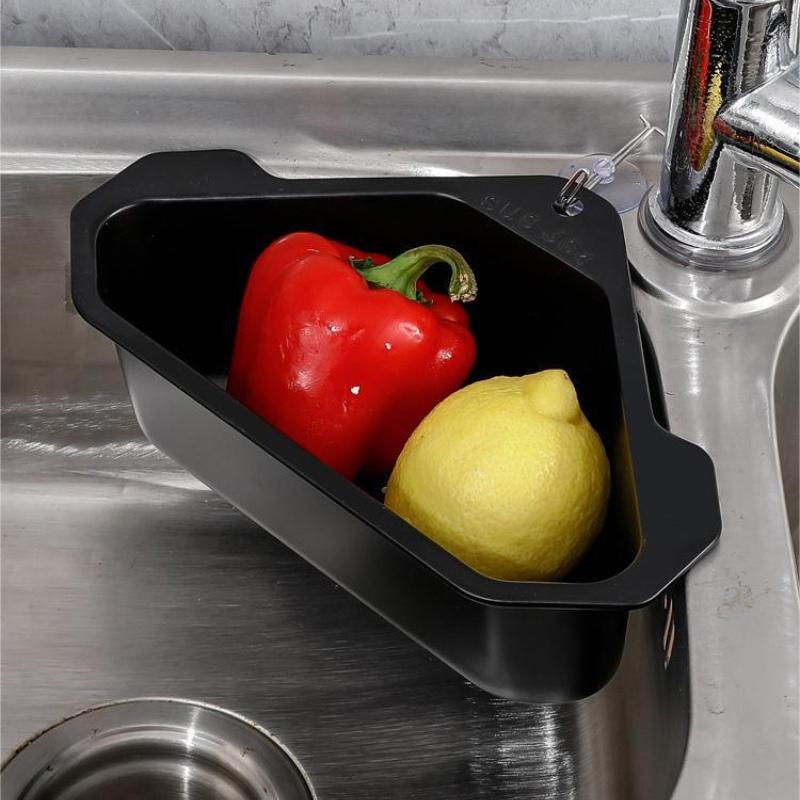 Vegetable Fruit Filter Sink Shelf Stainless Steel Triangular Drain Holder Hanging Storage Strainer Basket Kitchen Accessories