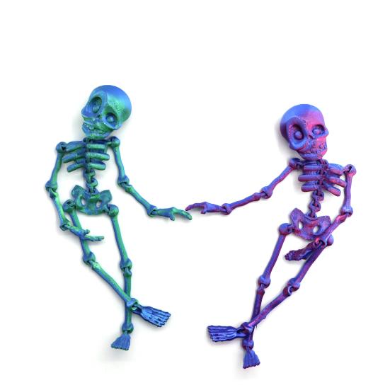 2/5Pcs 3D Printed Skeleton Refrigerator Magnet Halloween Poseable Skeleton Figurine