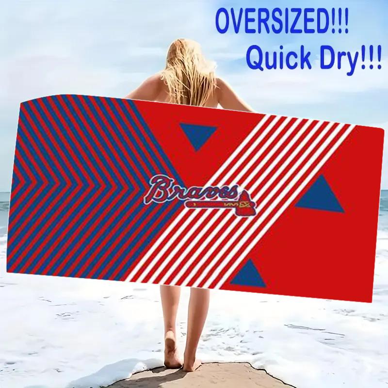 Пляжное полотенце с принтом Atlanta Braves, Большое, Мягкое, Быстросохнущее, для Пляжа, Кемпинга, Плавания