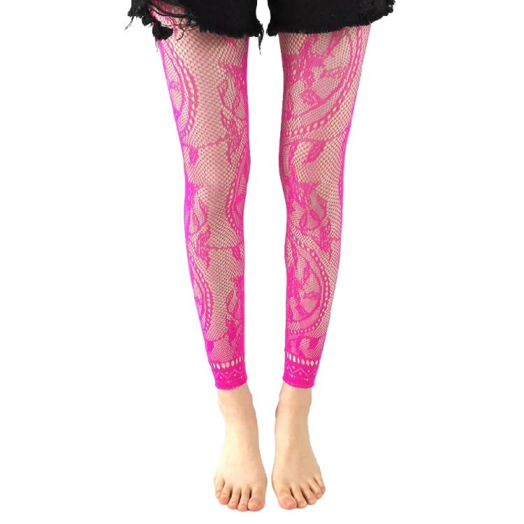 Женские ажурные колготки в цветочек без стопы, с высокой талией, прозрачные сетчатые, до щиколотки, чулочно-носочные изделия