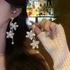 Flower Pearl Fringed Earrings Temperament Light Luxury Fashion Elegant Stud Earrings Versatile High Sense Earrings Women