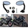 Black Universal Motorcycle Rearview Mirrors 7/8" Bar End For Cafe Racer Bobber Cruiser (Black-Oval)