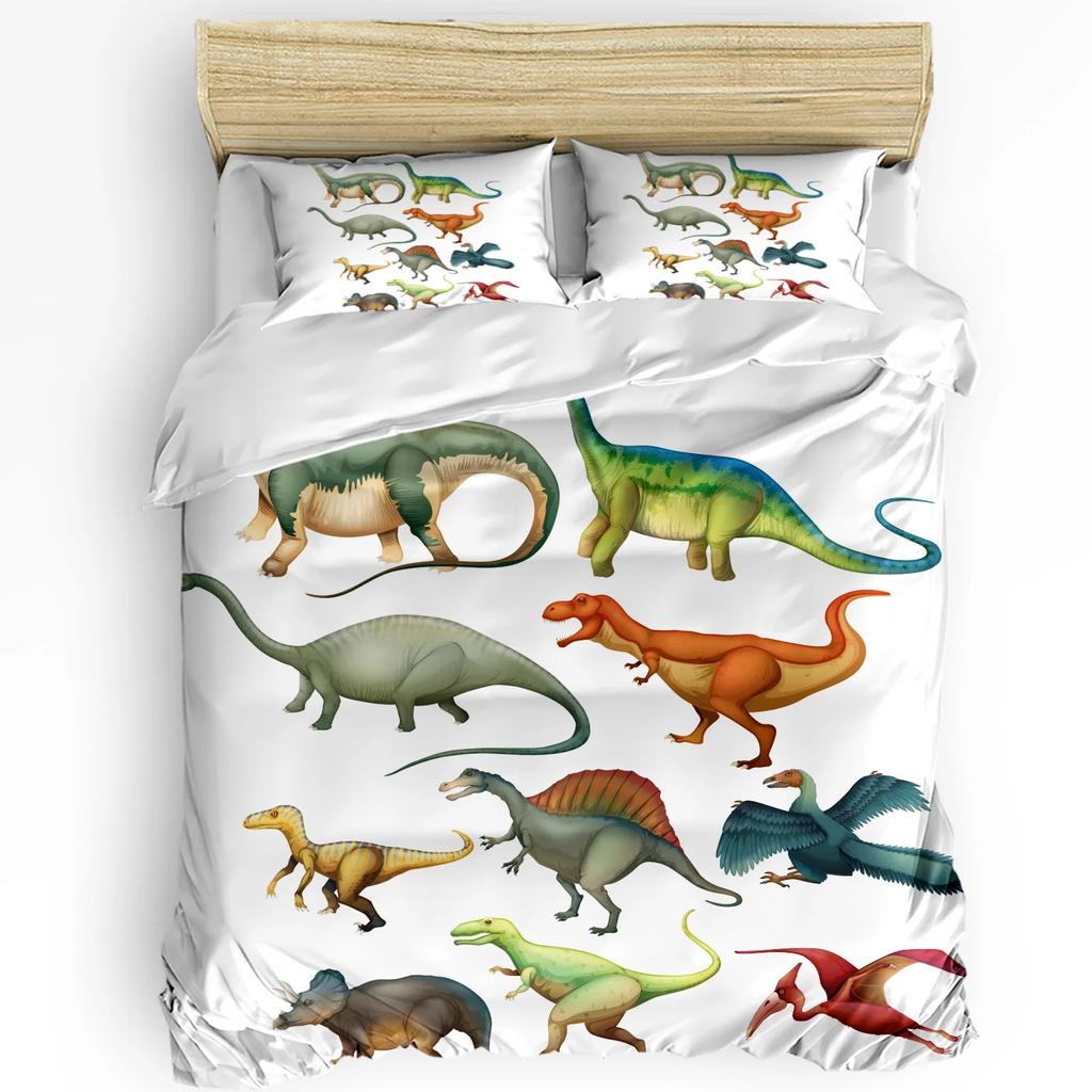 Cartoon Dinosaur Duvet Cover with Pillow Case Custom 3pcs Bedding Set Quilt Cover Double Bed Home Textile