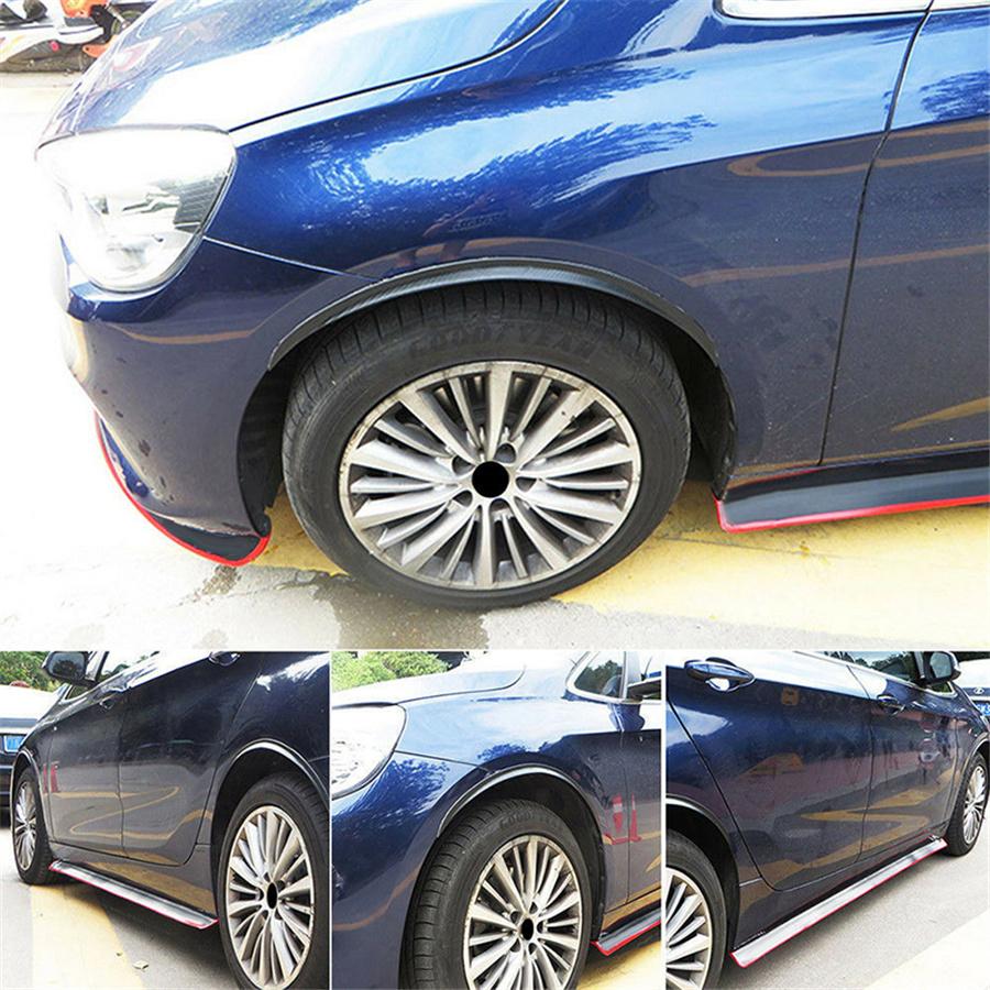 4PCS Car Wheel Eyebrow Arch Trim Lips Strip Fender Flare Protector Carbon Fiber