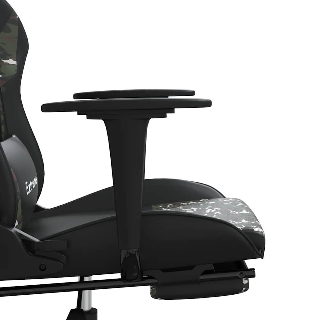 Gaming Chair with Massage Function and Footrest Black and Camouflage Artificial Leather