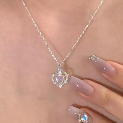 Подвеска в форме сердца, модное ожерелье-цепочка, популярное женское ожерелье с ажурным градиентом, воротник-ключица, ювелирное украшение для вечеринки, подарок для девушки