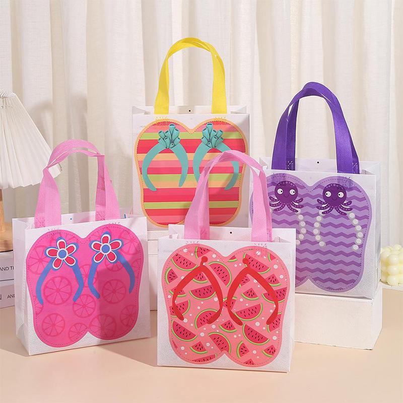 12Pcs Gift Bag Beach Non-Woven Tote Bag Flip Flop Pattern Tote Bag Gift Beach Waterproof Tote Bag Waterproof Multicolor