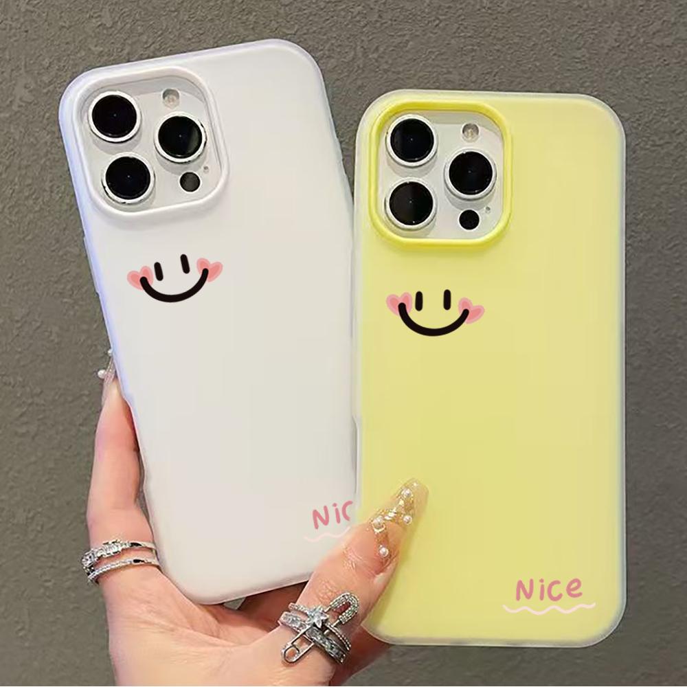 Милый Розовый Смайлик Чехол для Телефона Для iPhone 17 16 Plus 15 14 11 12 13 Pro Max Air 16E X XS XR 7 8 Plus SE 2022 Защитный Чехол