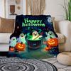 Halloween Ghosts and Pumpkins Cauldron Scene Kids PosterBlanket Flannel Throw Blanket for Sofa, Bed, Travel, Camping, Office