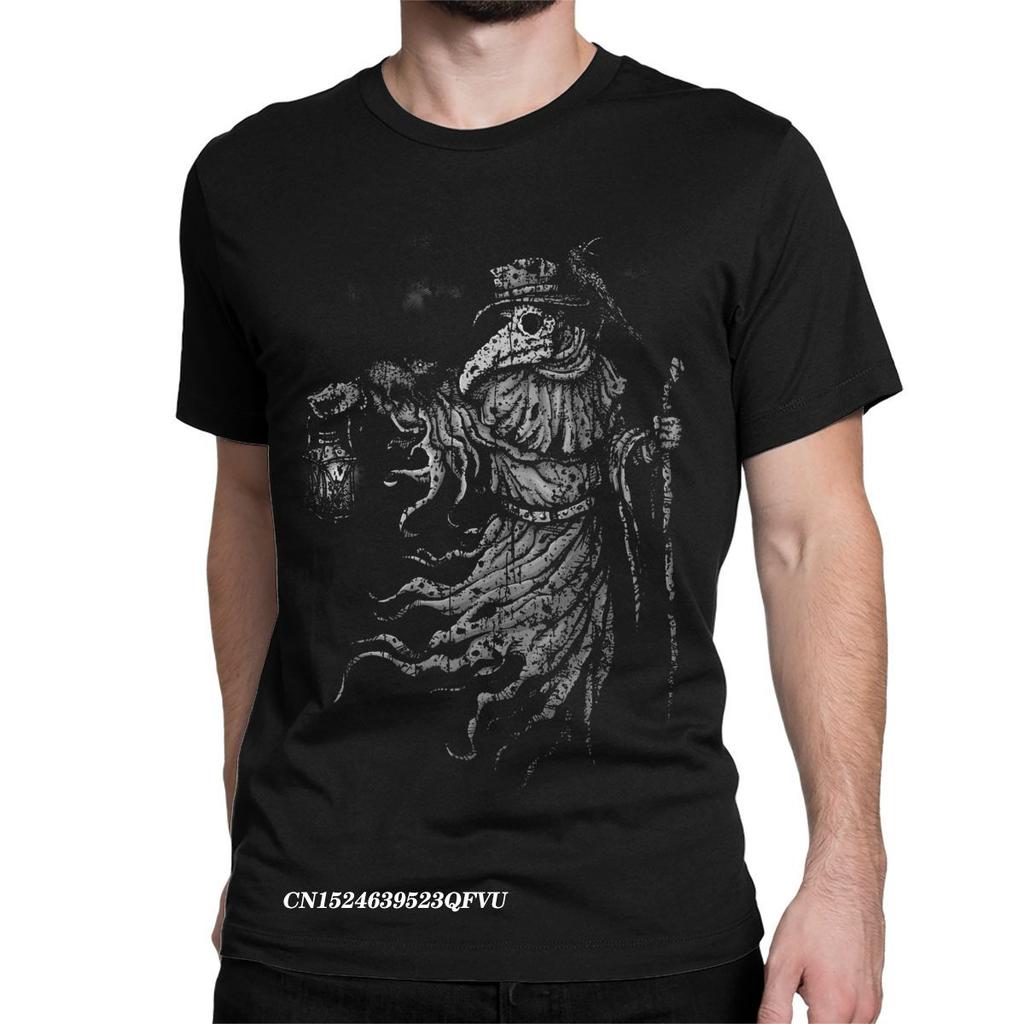 Мужские топы и футболки с изображением чумного доктора, большие винтажные темные винтажные футболки в стиле Харадзюку с круглым вырезом, летние футболки из чистого хлопка