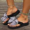 Модные женские шлепанцы на танкетке и платформе, летние тапочки в стиле бохо с бантом, большой размер, женская летняя обувь, Chaussure Femme