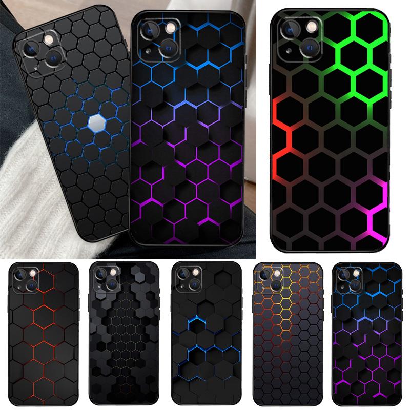 Чехол для телефона с 3D шестиугольными огнями для iPhone 12 11 13 14 Pro Max X XR XS Max 7 8 Plus SE 2020 12 Mini 13 Mini Cover