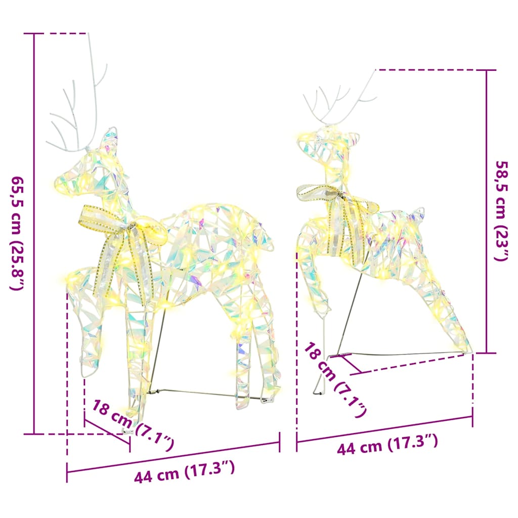 LED Reindeer 4 pcs. 80 LEDs Multicolor 44 x 18 x 65.5 cm PET