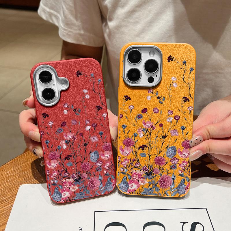 Ударопрочный мягкий чехол из ТПУ с фиолетовым цветочным узором для iPhone 16 Pro 15 14 Plus 13 12 Pro Max 11 с текстурой кожи, однотонный тонкий чехол