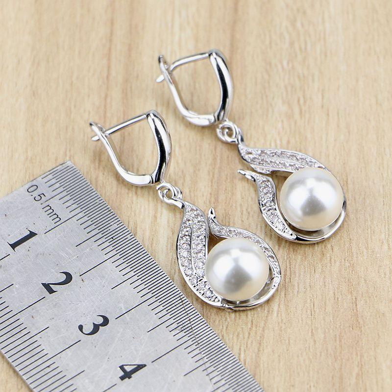 925 Sterling Silver Jewelry Earring Freshwater Pearls White Cz Beads Drop Dangle Earrings For Women Free Gifts Box