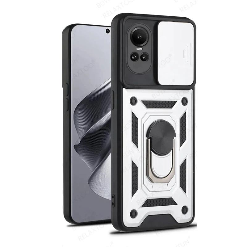Бронированный чехол для OPPO Reno 10 5G Reno10 Pro Reno 8T 7 6 5 4 Lite, защитный чехол для объектива с кольцом, магнитный держатель, чехлы