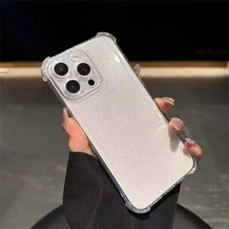 Luxury Glitter Bling Transparent Silicone Case for iPhone 16 15 14 13 12 11 Pro Max Plus X XR XSMax 16E Plating Airbag Shockproof TPU Cover