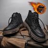 Men's 2024 Anti-Slip Soft Sole British Style Leather High-Top Boots, Work Boots, Martin Boots, Plus Velvet for Autumn and Winter.