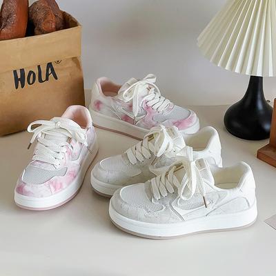 Летние новые сетчатые женские белые туфли универсальные кроссовки дышащие скейт-кеды модная повседневная обувь модные мужские однослойные туфли