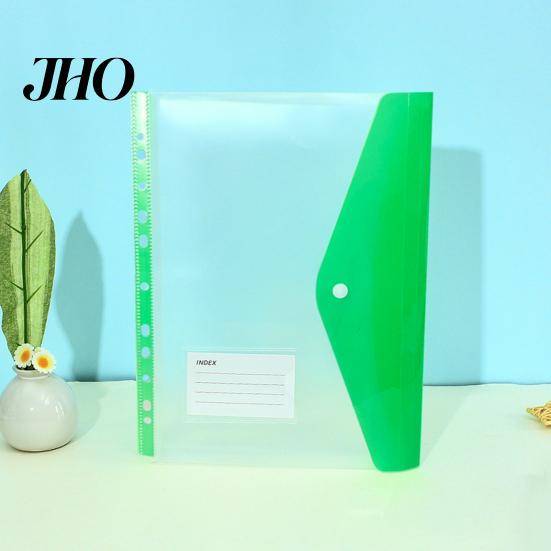 11 Hole Punched File Sleeves Binder Pockets for A4 Binders, Plastic Expanding Folders Project Organizer with Snap Closure & Transparent Label