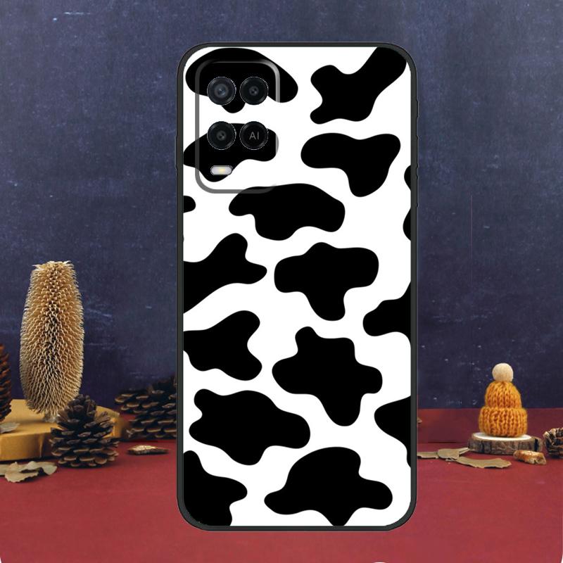 White Black Cow Print Case For OPPO A54 A74 A94 A98 A78 A79 A16 A76 A96 A5 A9 A17 A77 A15 A52 A72 A53 A57S Cover