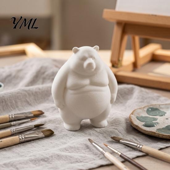 Customizable Bear Figure for Kids Chubby Figurine, 3D Printed DIY Paintable Fat Cute Figurine Home Decor Statue, Minimalist Desktop Ornament,