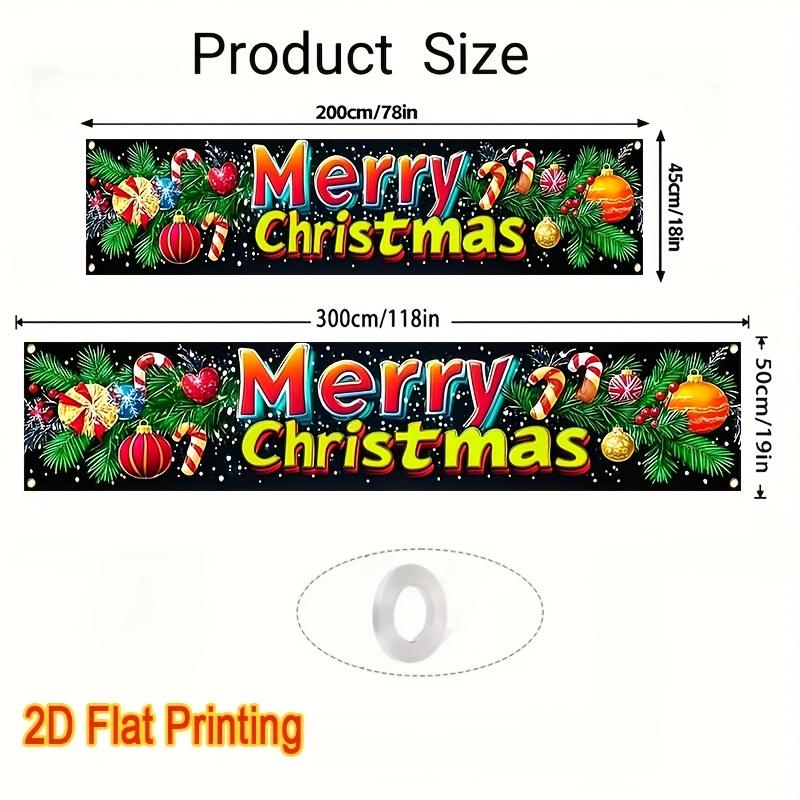 Outdoor Christmas Merry Christmas Banner, Polyester Yard Sign for Garden Fence Decor
