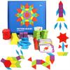 155 Pcs Wooden Pattern Blocks Set Geometric Shape Puzzle Kindergarten Classic Educational Montessori Tangram Toys for Kids