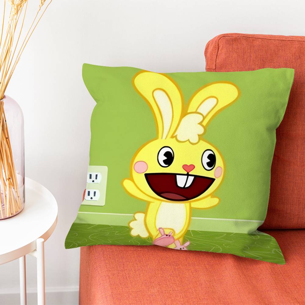 H-Happy Tree Friends Htf Подушка-обнимашка Наволочка Шелковистый Короткий Плюш С Невидимой Молнией Пылезащитная Наволочка на Подушку для Дивана Для Домашнего Декора