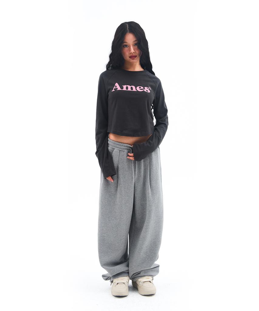 AMES-WORLDWIDE Basic Logo Longsleeve Tee Charcoal