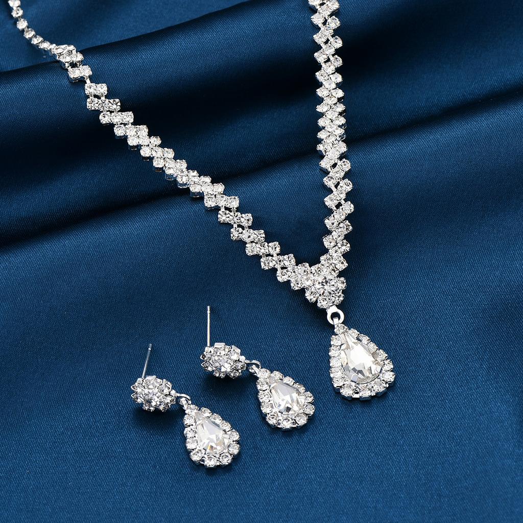 3 предмета модных женских ожерелий и сережек в форме капель воды для свадебного сезона, банкетов и вечеринок - 2910